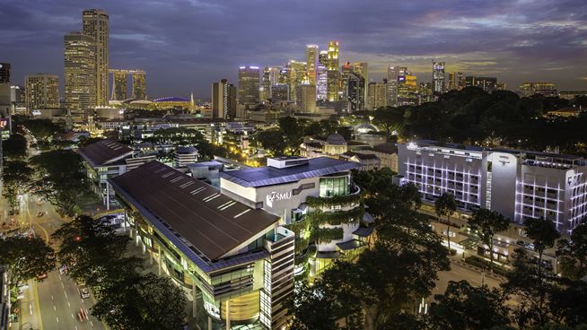 SMU against Singapore skyline